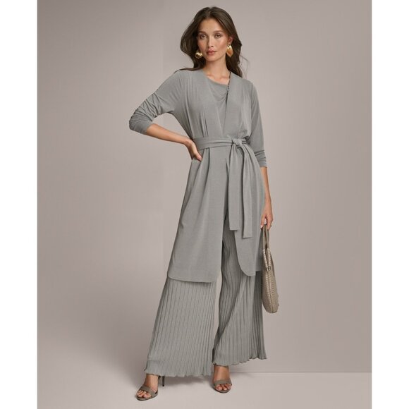 Donna Karan Women's Tie Waist Long Cardigan Gray Size M MSRP $139 - Picture 2 of 4